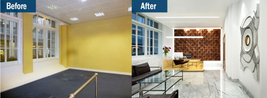 Office before and after renovation